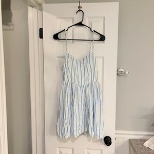 Aerie Blue White Striped Smocked Back Sundress Size Medium